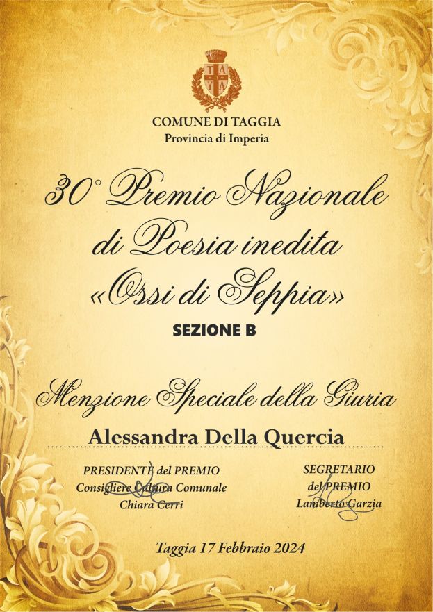 Concorso Letterario Internazionale “Ossi di Seppia”.