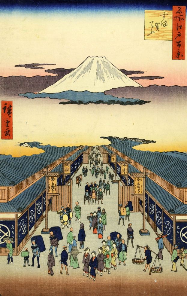 Utagawa Hiroshige, Surugacho dalla serie Meisho Edo Hyakkei, 1856, Silografia, 50,9 x 35,9 cm, ©Courtesy of Museo d’Arte Orientale E. Chiossone