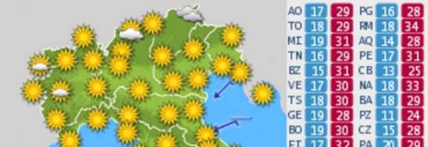 METEO,BENVENUTA ESTATE:CALDO IN TUTTA ITALIA.LUNEDI' ARRIVA L'ANTICICLONE AFRICANO
